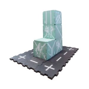 Foam EVA tile factor with stonemen versus electricity design and black streets around it