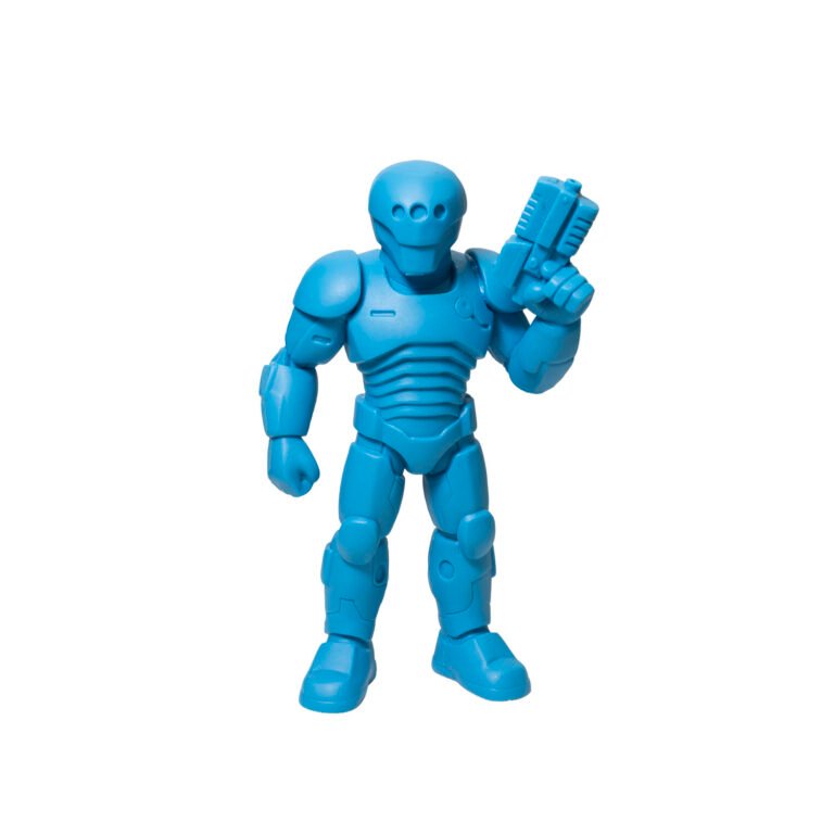Soft plastic blue alien action figure for STEAM play with Rampage City Epic Battle Building