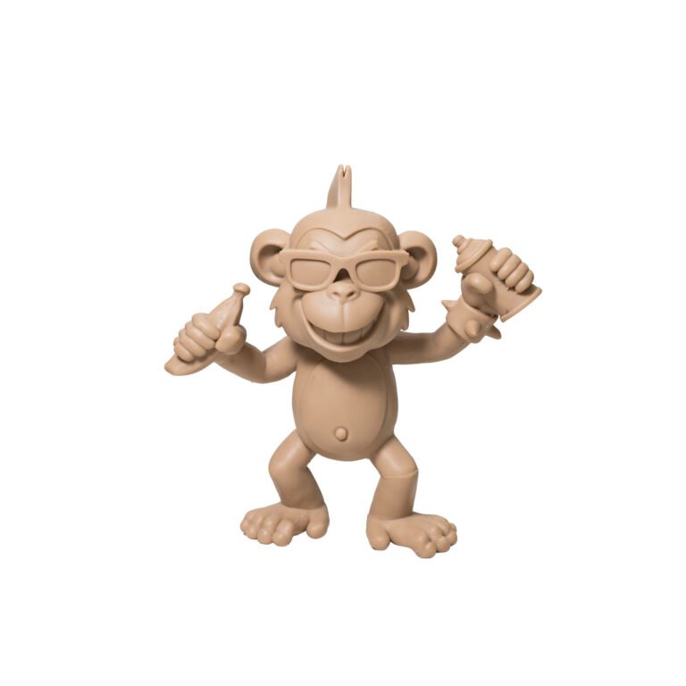 Soft brown plastic monkey action figure for STEM play with Rampage City.