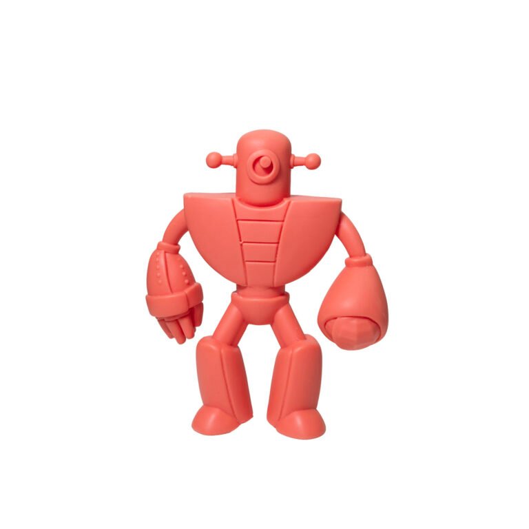 Soft plastic red robot action figure for STEAM play with Rampage City Epic Battle Building